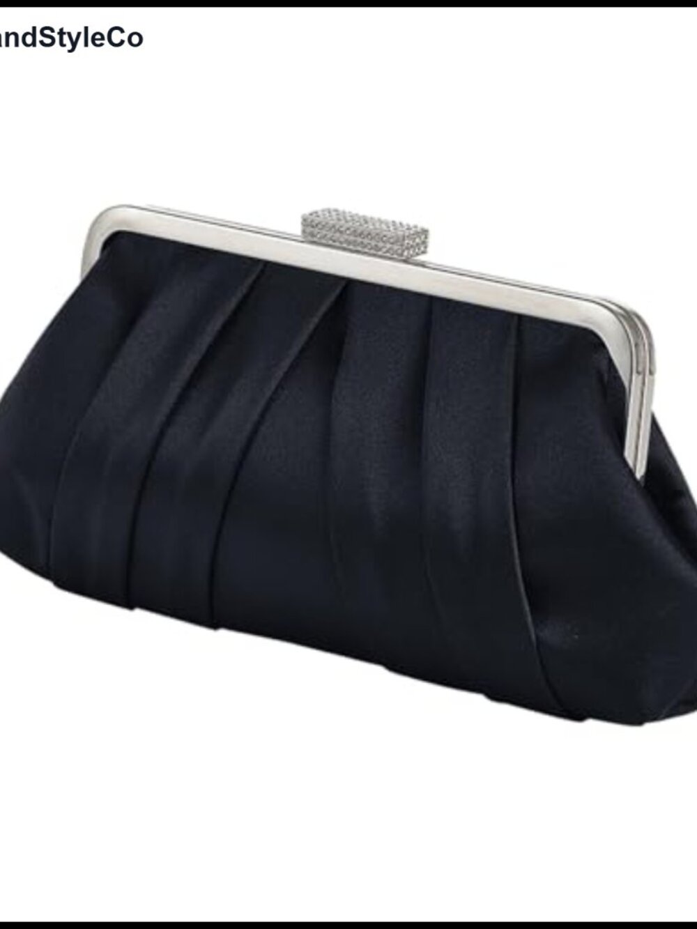 Satin Ruched Pleated Clutch with Detachable Metal Chain Crossbody Shoulder Bag